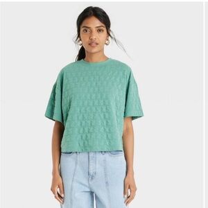 A New Day Women's Short Sleeve Quilted Boxy T-Shirt L